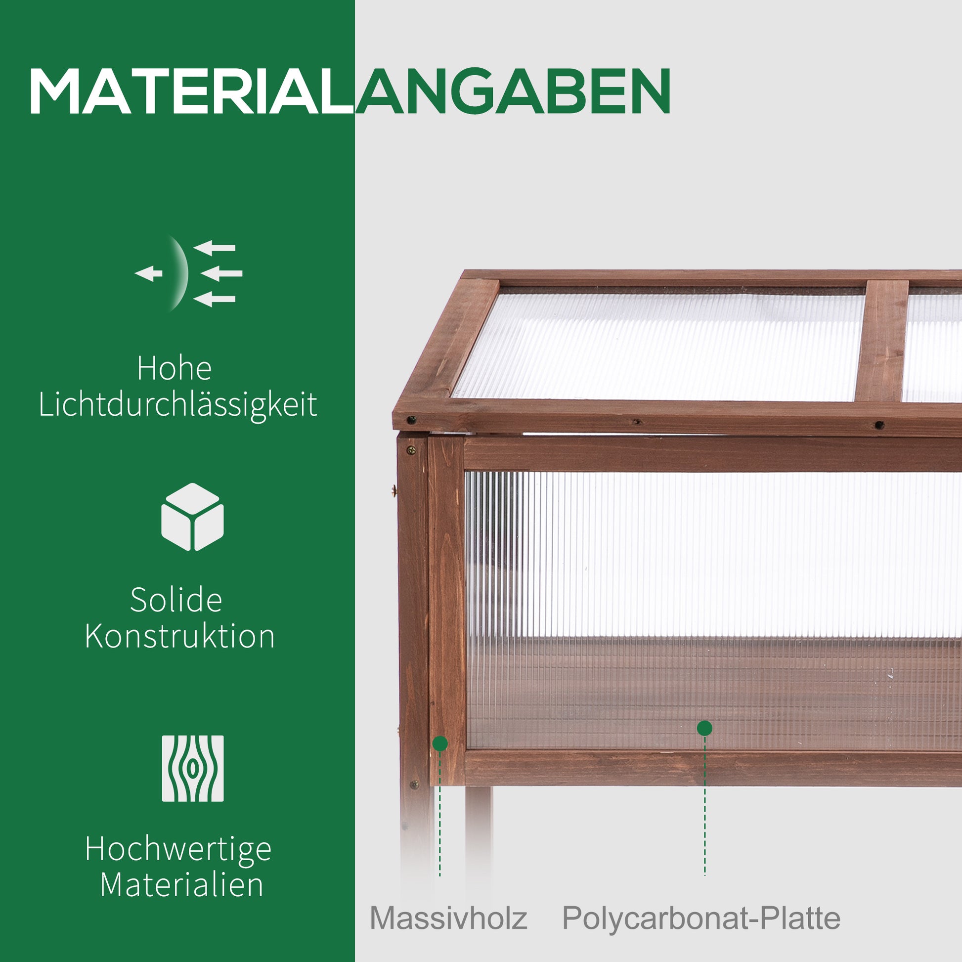 Wooden Raised Garden Bed Greenhouse 90 x 50 x 93 cm Planting Table with Cover Weatherproof Herb Planter for Garden, Balcony, and Terrace Brown