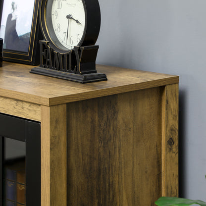 Modern Glass 2-Door Sideboard, Living Room and Lounge Cabinet, 60x35x120cm, Brown