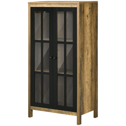 Modern Glass 2-Door Sideboard, Living Room and Lounge Cabinet, 60x35x120cm, Brown