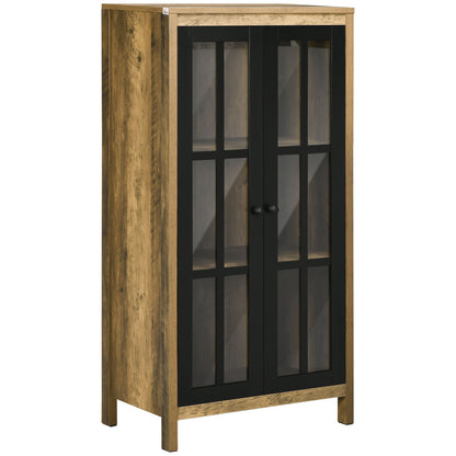 Modern Glass 2-Door Sideboard, Living Room and Lounge Cabinet, 60x35x120cm, Brown