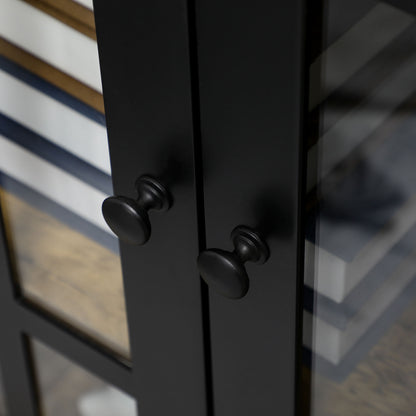 Modern Glass 2-Door Sideboard, Living Room and Lounge Cabinet, 60x35x120cm, Brown