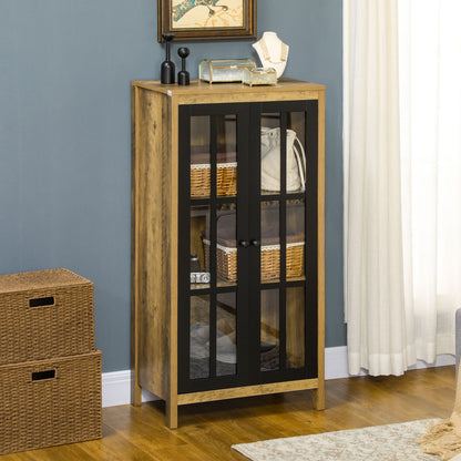 Modern Glass 2-Door Sideboard, Living Room and Lounge Cabinet, 60x35x120cm, Brown