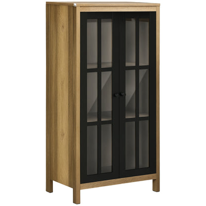 Modern Glass 2-Door Sideboard, Living Room and Lounge Cabinet, 60x35x120cm, Brown