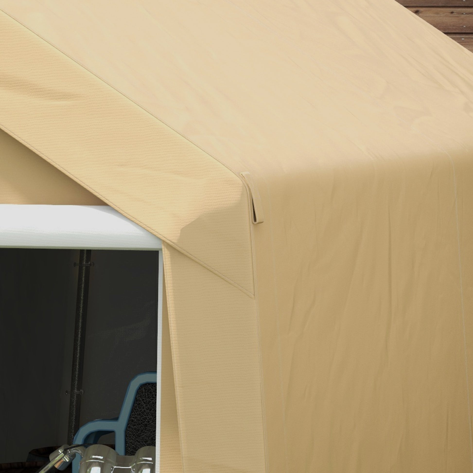 Garden Shed, Storage Tent, 2 x 3.6m, Waterproof and Anti-UV, Galvanized Steel Frame and Large Door, Bike Garage Shelter for Outdoor, Beige