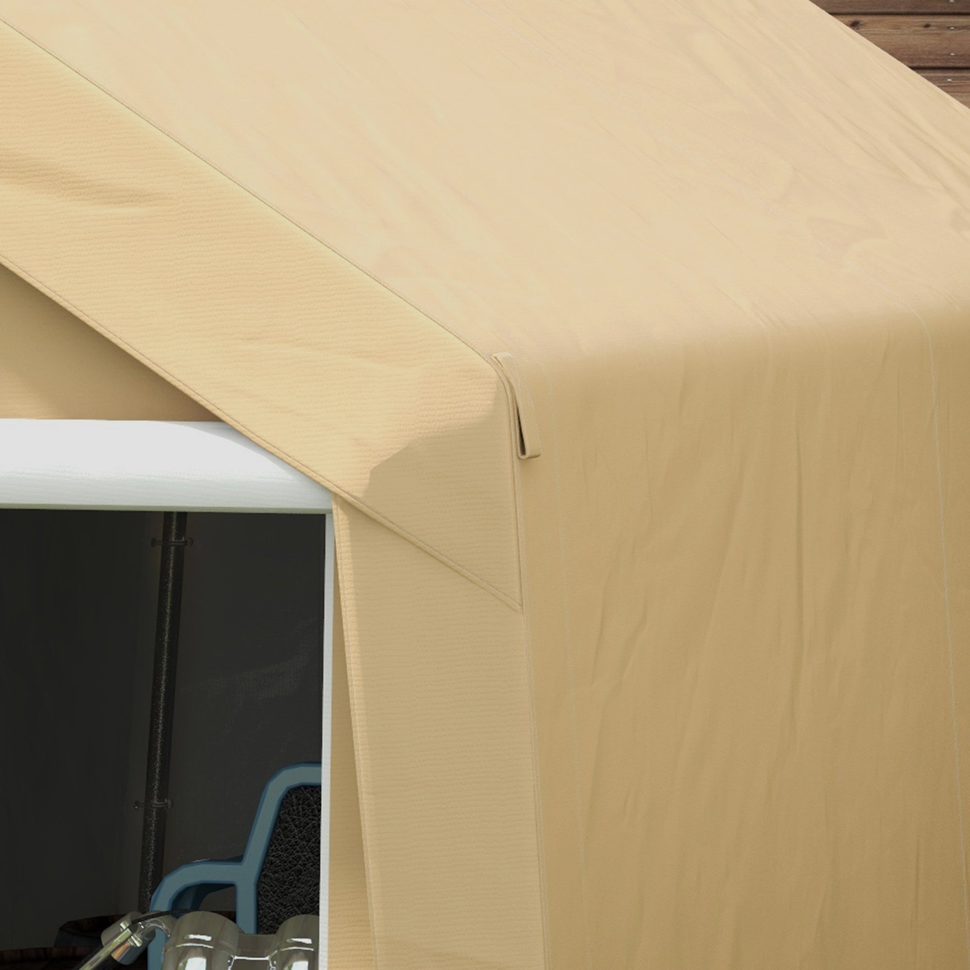 Garden Shed, Storage Tent, 2 x 3.6m, Waterproof and Anti-UV, Galvanized Steel Frame and Large Door, Bike Garage Shelter for Outdoor, Beige