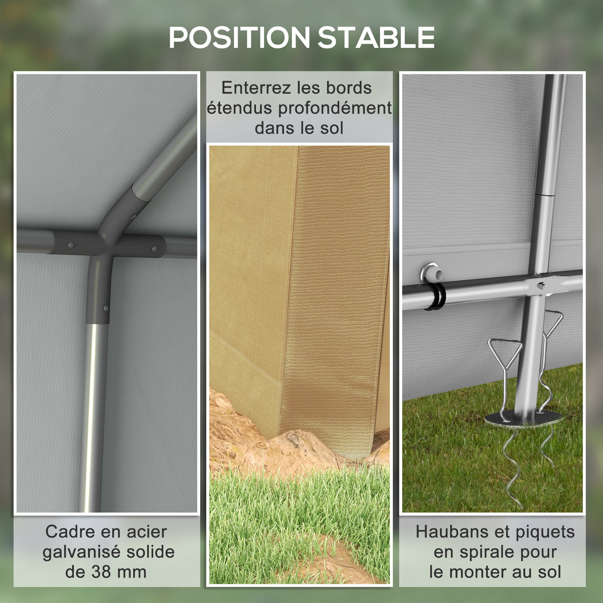 Garden Shed, Storage Tent, 2 x 3.6m, Waterproof and Anti-UV, Galvanized Steel Frame and Large Door, Bike Garage Shelter for Outdoor, Beige
