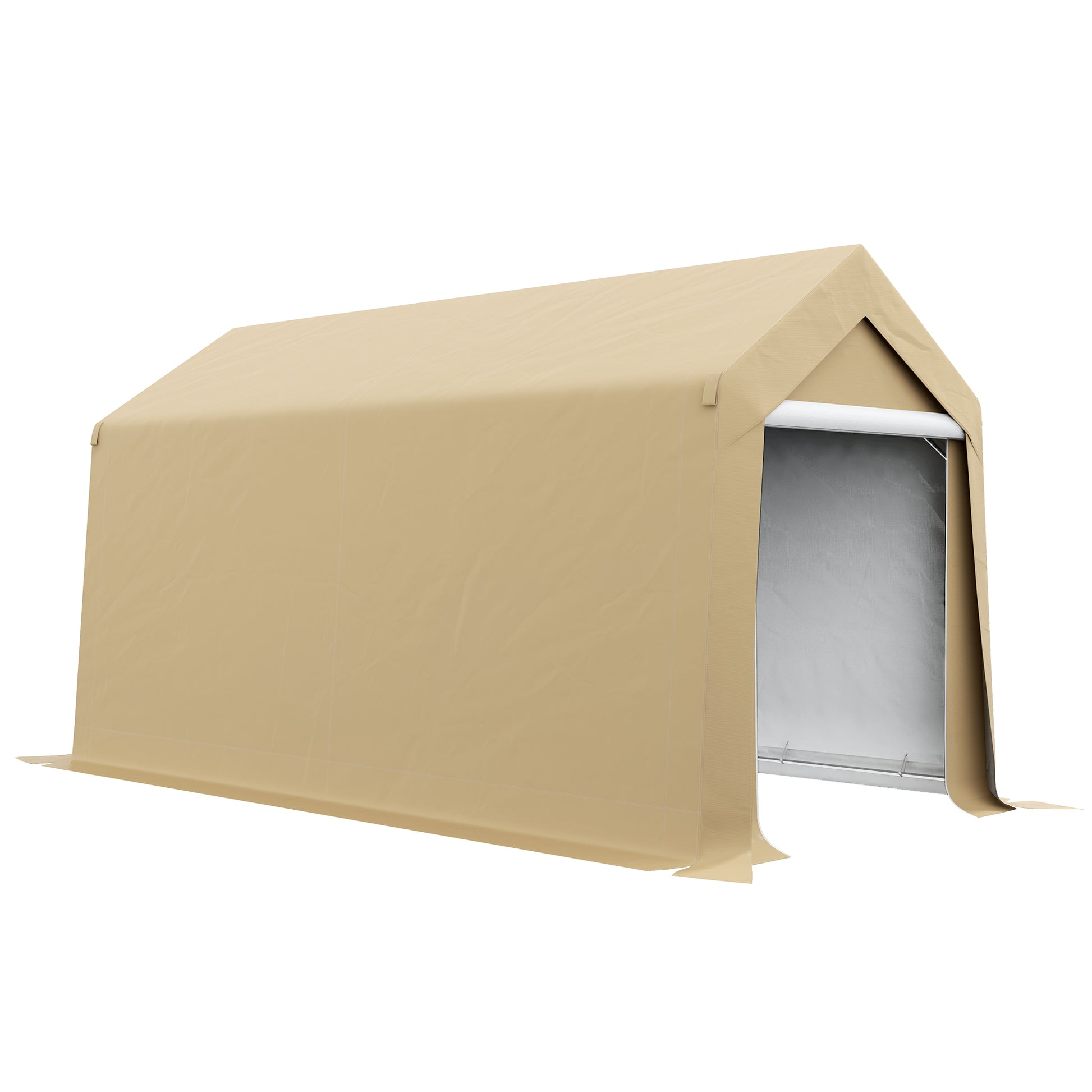Garden Shed, Storage Tent, 2 x 3.6m, Waterproof and Anti-UV, Galvanized Steel Frame and Large Door, Bike Garage Shelter for Outdoor, Beige