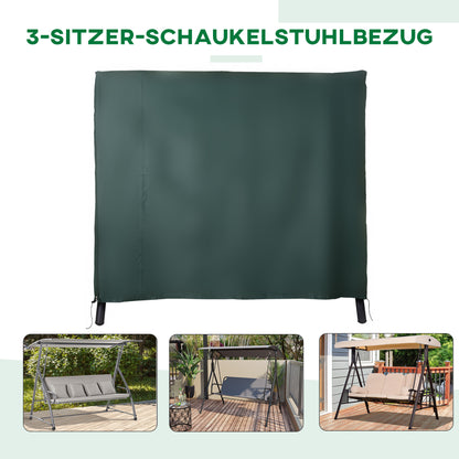 Hollywood Swing Cover 3 Seater, Water-Resistant Winterproof Protective Cover for Garden Swing, UV-Resistant Tarpaulin, Tear-Resistant 600D Oxford Fabric, 205x124x164cm Dark Green