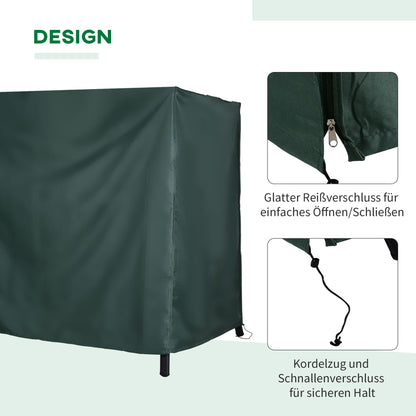 Hollywood Swing Cover 3 Seater, Water-Resistant Winterproof Protective Cover for Garden Swing, UV-Resistant Tarpaulin, Tear-Resistant 600D Oxford Fabric, 205x124x164cm Dark Green
