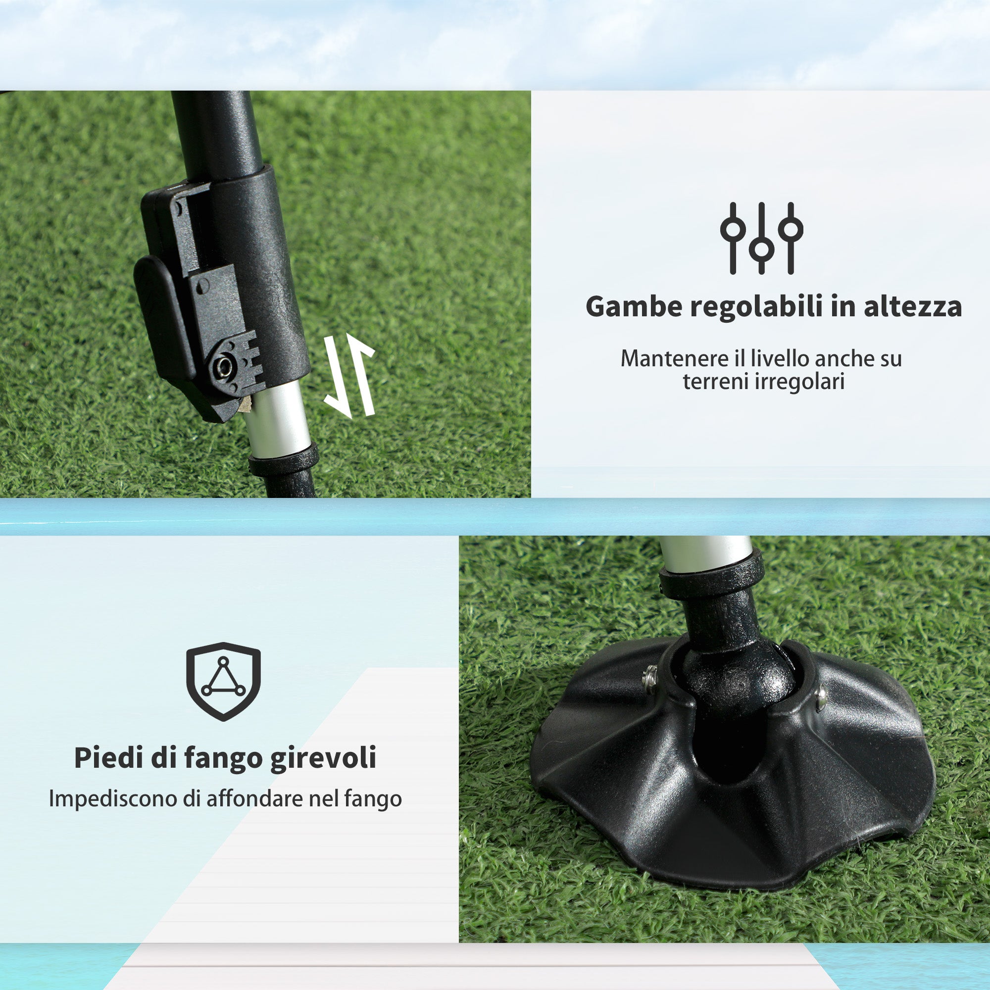 Folding Fishing Chair with Reclining Backrest and Removable Footrest, Camping Chair in Polyester and Steel, 140 x 81 x 63 cm, Black and Dark Green