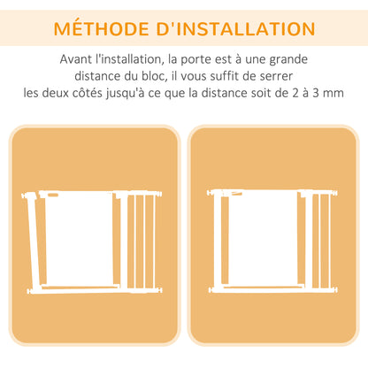 Pet Safety Gate with Double Lock Automatic Closing Width 75-103 cm Gray