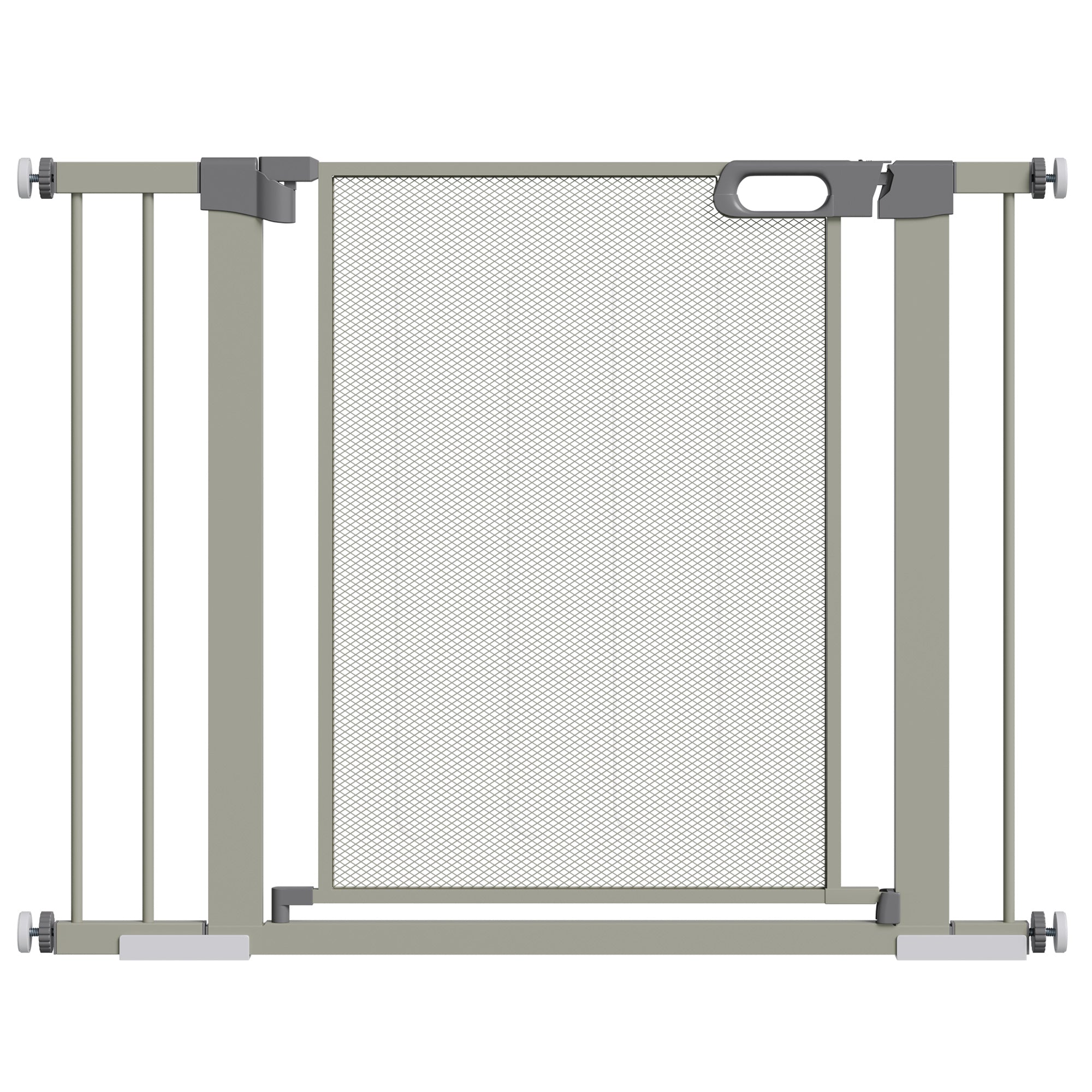 Pet Safety Gate with Double Lock Automatic Closing Width 75-103 cm Gray