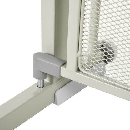 Pet Safety Gate with Double Lock Automatic Closing Width 75-103 cm Gray