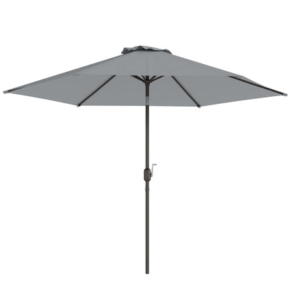 9.7 ft (295 cm) Tilting Patio Umbrella with Crank and Cover — Wind-Resistant, Vented Market Umbrella for Garden, Balcony, Terrace, Gray