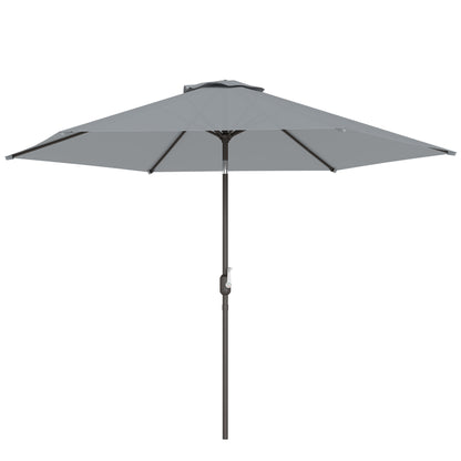 9.7 ft (295 cm) Tilting Patio Umbrella with Crank and Cover — Wind-Resistant, Vented Market Umbrella for Garden, Balcony, Terrace, Gray