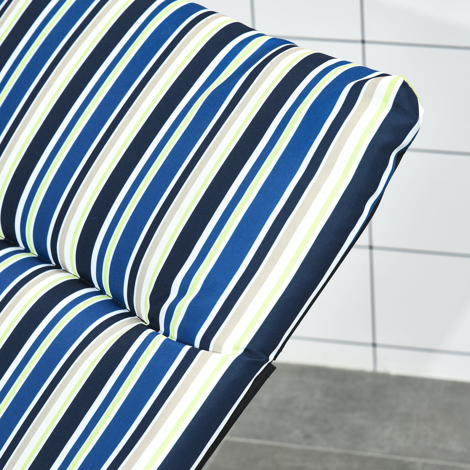 Folding Sun Lounger with 6-Position Adjustable Backrest, High Comfort, Mattress, and Armrests, Steel Polyester Multicolor