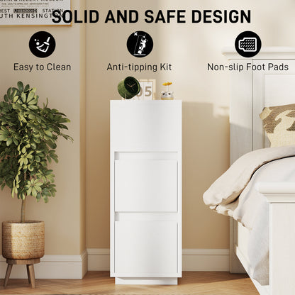 Set of 2 Slim Tall Nightstands with 2 Drawers & Open Shelf — Space-Saving Modern Bedside Tables for Bedroom & Living Room, 9.8x11.8x25.6 in, White