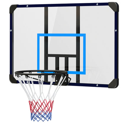 SPORTNOW Basketball Hoop with Backboard, Outdoor Basketball Board with Ø45 cm Steel Rim and Net, Wall Mounted, Basketball Board for Kids Teenagers Adults, Blue