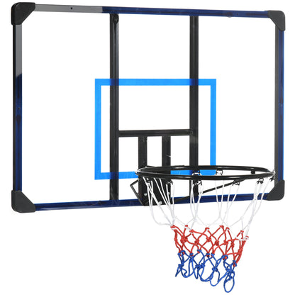 SPORTNOW Basketball Hoop with Backboard, Outdoor Basketball Board with Ø45 cm Steel Rim and Net, Wall Mounted, Basketball Board for Kids Teenagers Adults, Blue