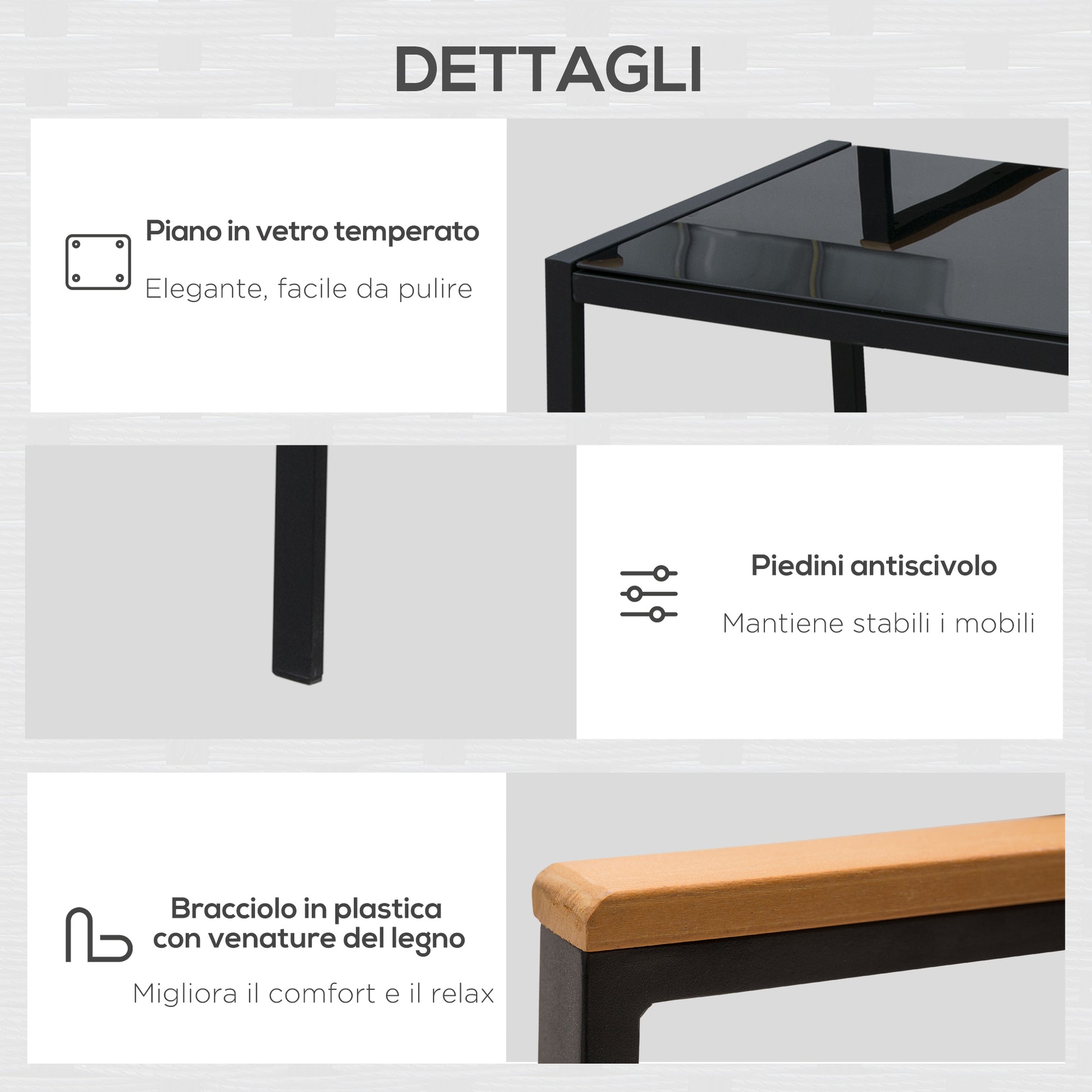 4-Piece Outdoor Lounge Set with 2 Chairs, Sofa and Coffee Table Garden Furniture in Black Rattan and Steel