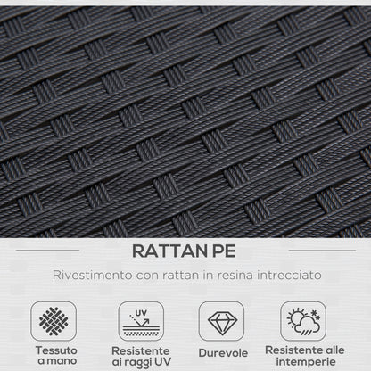 4-Piece Outdoor Lounge Set with 2 Chairs, Sofa and Coffee Table Garden Furniture in Black Rattan and Steel