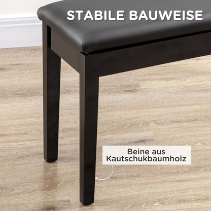 Piano Stool, Piano Bench with Hidden Storage, Pianobench with Faux Leather Cushion, Piano Chair for Piano, Keyboard, 75 x 35 x 49 cm, Black