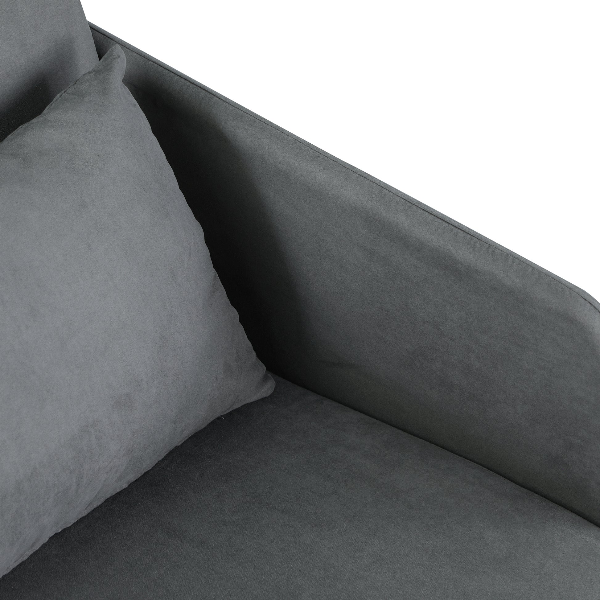Sleeper Sofa Bed Single Sofa Washable Cover 2 Side Pockets Pillow Metal Gray 70 x 76 x 77 cm