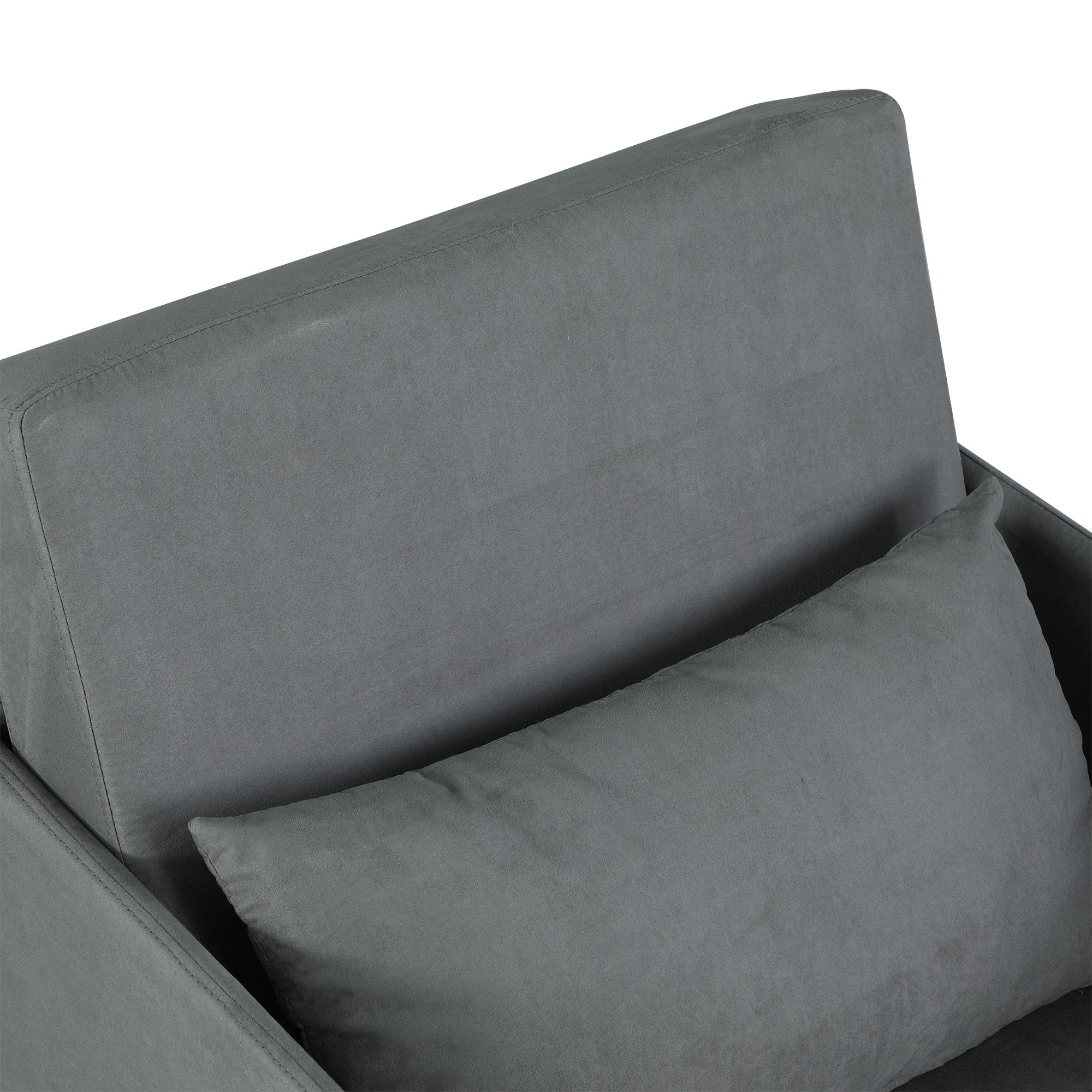 Sleeper Sofa Bed Single Sofa Washable Cover 2 Side Pockets Pillow Metal Gray 70 x 76 x 77 cm