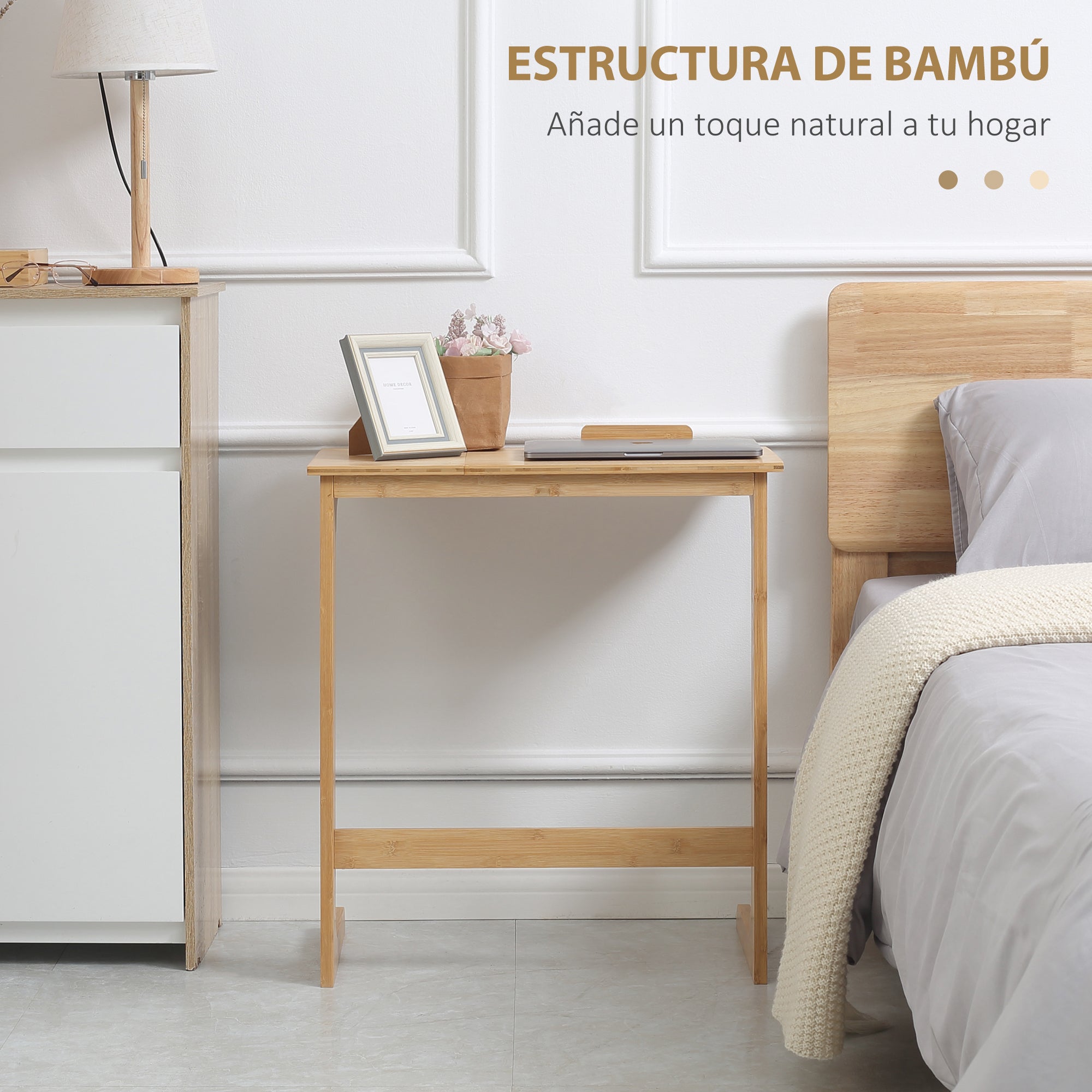 C-Shaped Side Table Bamboo Side Table with Adjustable Flip-Top and 140-180° Angle for Living Room Bedroom Sofa Bed 60x33x67 cm Natural