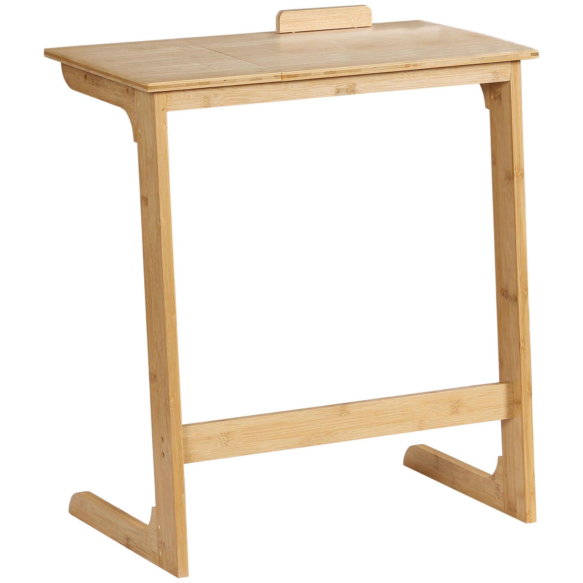 C-Shaped Side Table Bamboo Side Table with Adjustable Flip-Top and 140-180° Angle for Living Room Bedroom Sofa Bed 60x33x67 cm Natural