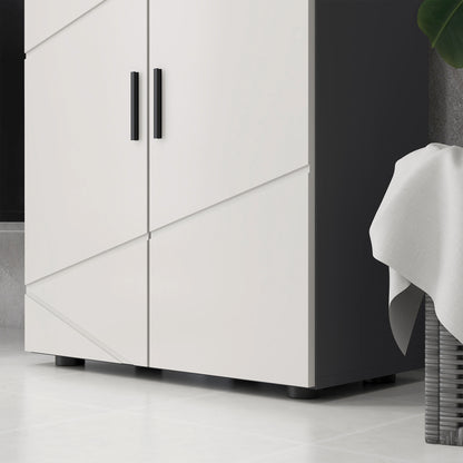 Space-saving Bathroom Cabinet with 2 Doors in Wood, Bathroom Cabinet with 3 Shelves and Soft Close, 60x30x82cm, Gray