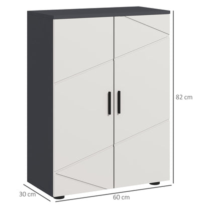 Space-saving Bathroom Cabinet with 2 Doors in Wood, Bathroom Cabinet with 3 Shelves and Soft Close, 60x30x82cm, Gray