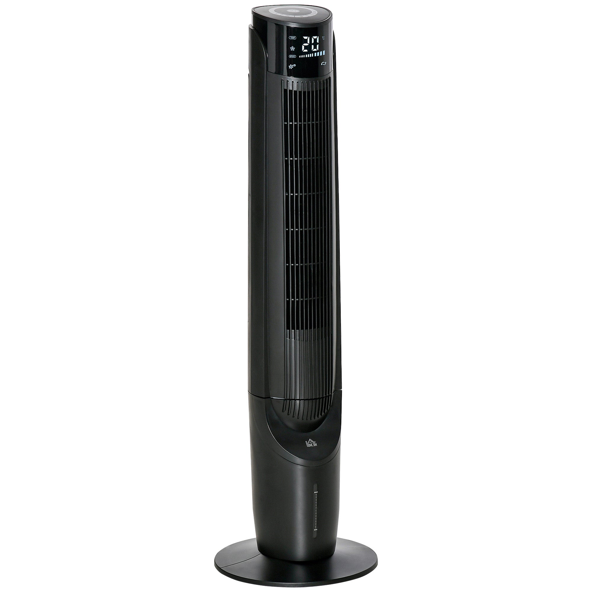 Air Cooler Tower Fan with Water Cooling Humidification 60W Quiet Stand Fan with 12h Timer, 4 Modes, Remote Control, LED Display for Living Room Black Ø31.5 x 107 cm