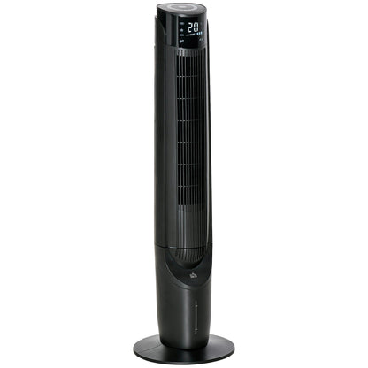 Air Cooler Tower Fan with Water Cooling Humidification 60W Quiet Stand Fan with 12h Timer, 4 Modes, Remote Control, LED Display for Living Room Black Ø31.5 x 107 cm