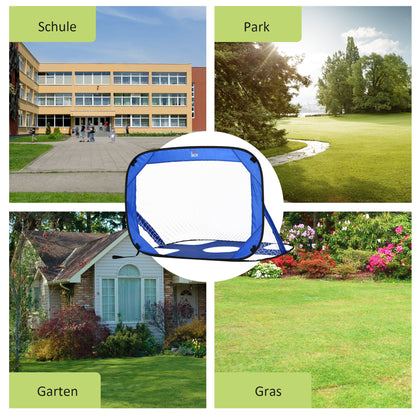 Soccer Goals, Pop Up Goal, Portable Soccer Net, 2-Piece Mini Goals, Mobile with Carry Bag, Foldable, Blue, 123 x 80 x 80 cm