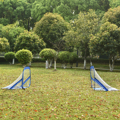 Soccer Goals, Pop Up Goal, Portable Soccer Net, 2-Piece Mini Goals, Mobile with Carry Bag, Foldable, Blue, 123 x 80 x 80 cm