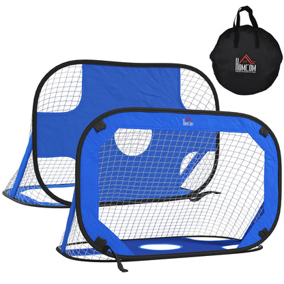 Soccer Goals, Pop Up Goal, Portable Soccer Net, 2-Piece Mini Goals, Mobile with Carry Bag, Foldable, Blue, 123 x 80 x 80 cm