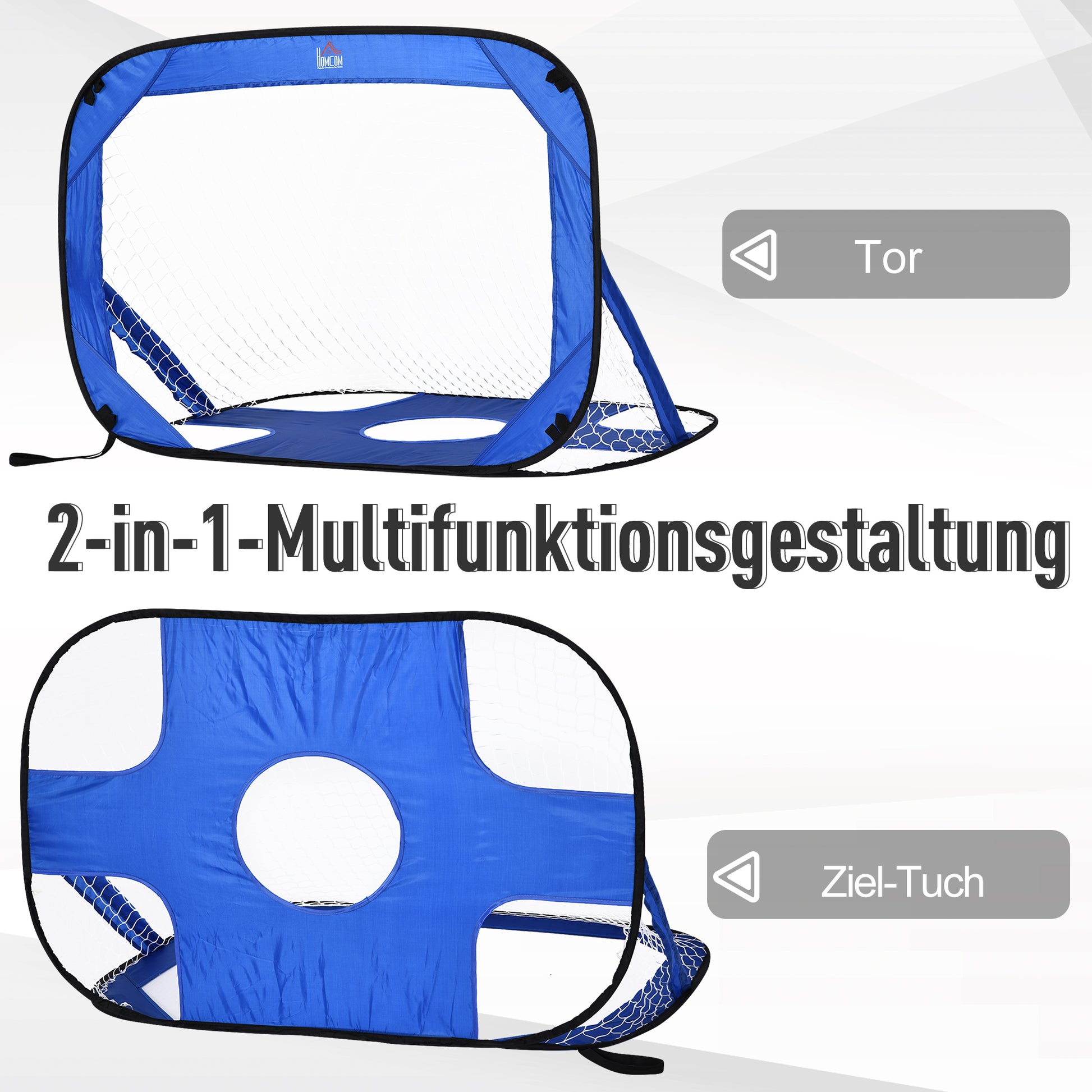 Soccer Goals, Pop Up Goal, Portable Soccer Net, 2-Piece Mini Goals, Mobile with Carry Bag, Foldable, Blue, 123 x 80 x 80 cm