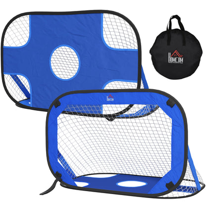 Soccer Goals, Pop Up Goal, Portable Soccer Net, 2-Piece Mini Goals, Mobile with Carry Bag, Foldable, Blue, 123 x 80 x 80 cm