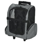 2-in-1 Pet Carrier Cart Backpack with 2 Wheels for Dogs Cats with Retractable Aluminum Handle and Storage Pockets 16.5x9.8x21.7 inches Gray