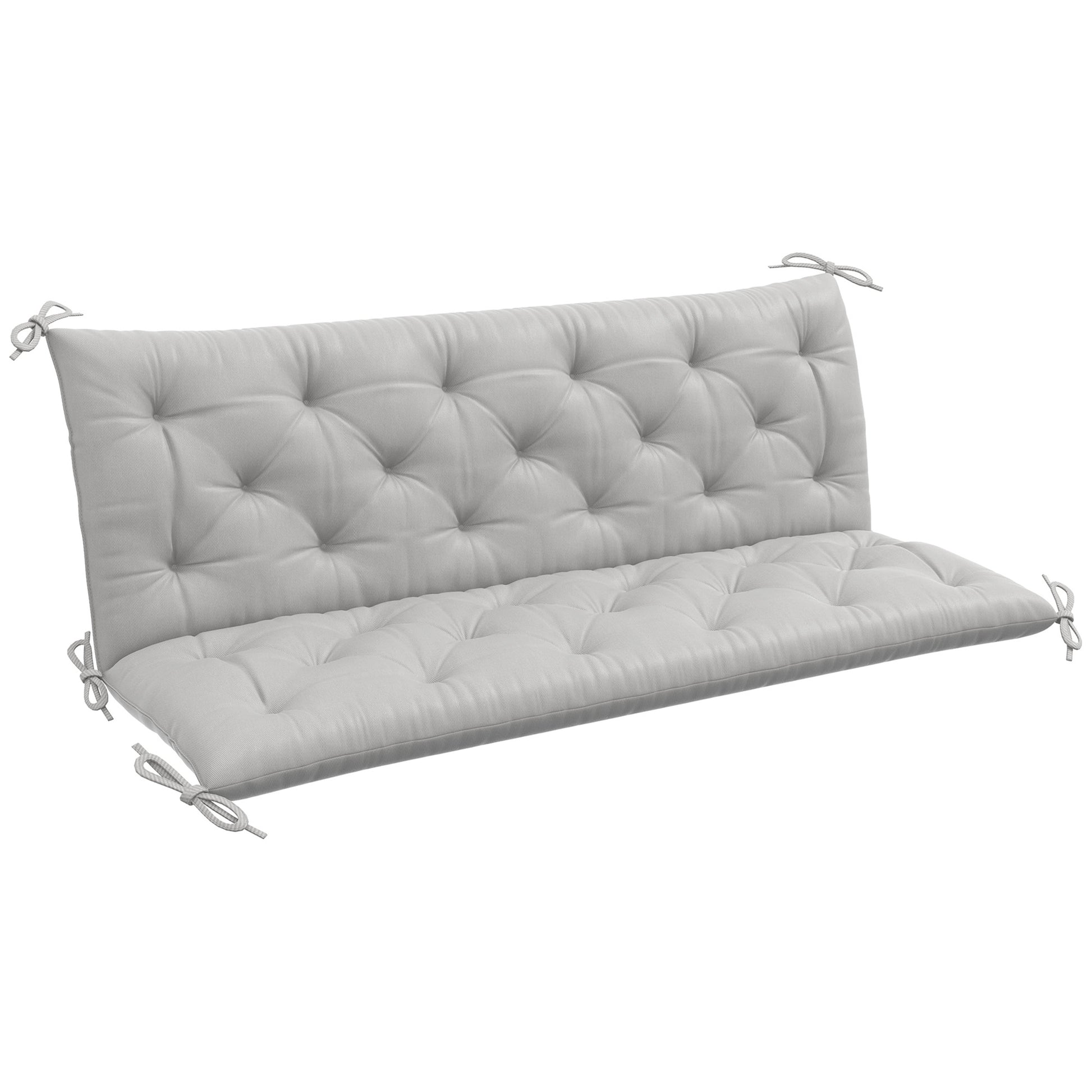 3 Seater Bench Cushion 150x98x8 cm, Bench Cushion with Straps, Seat Cushion, Outdoor/Indoor Chair Cushion, Seat Pad, Seat Cushion for Garden Furniture, Window Bench, Swing Bench, Light Gray