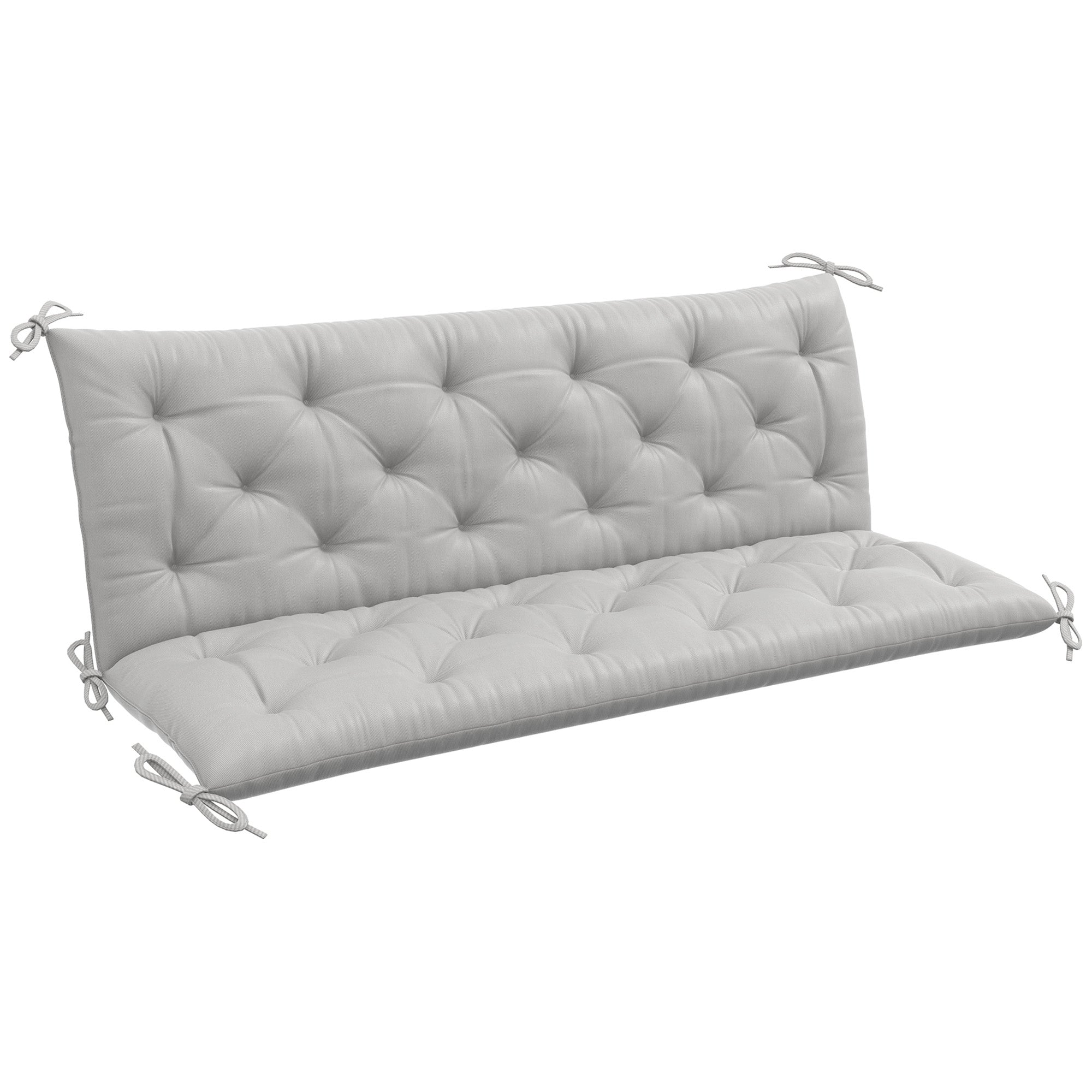 3 Seater Bench Cushion 150x98x8 cm, Bench Cushion with Straps, Seat Cushion, Outdoor/Indoor Chair Cushion, Seat Pad, Seat Cushion for Garden Furniture, Window Bench, Swing Bench, Light Gray