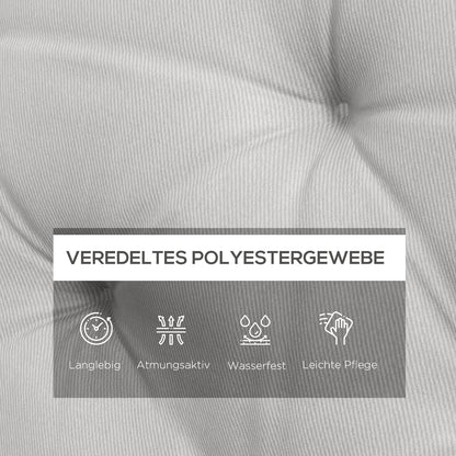 3 Seater Bench Cushion 150x98x8 cm, Bench Cushion with Straps, Seat Cushion, Outdoor/Indoor Chair Cushion, Seat Pad, Seat Cushion for Garden Furniture, Window Bench, Swing Bench, Light Gray