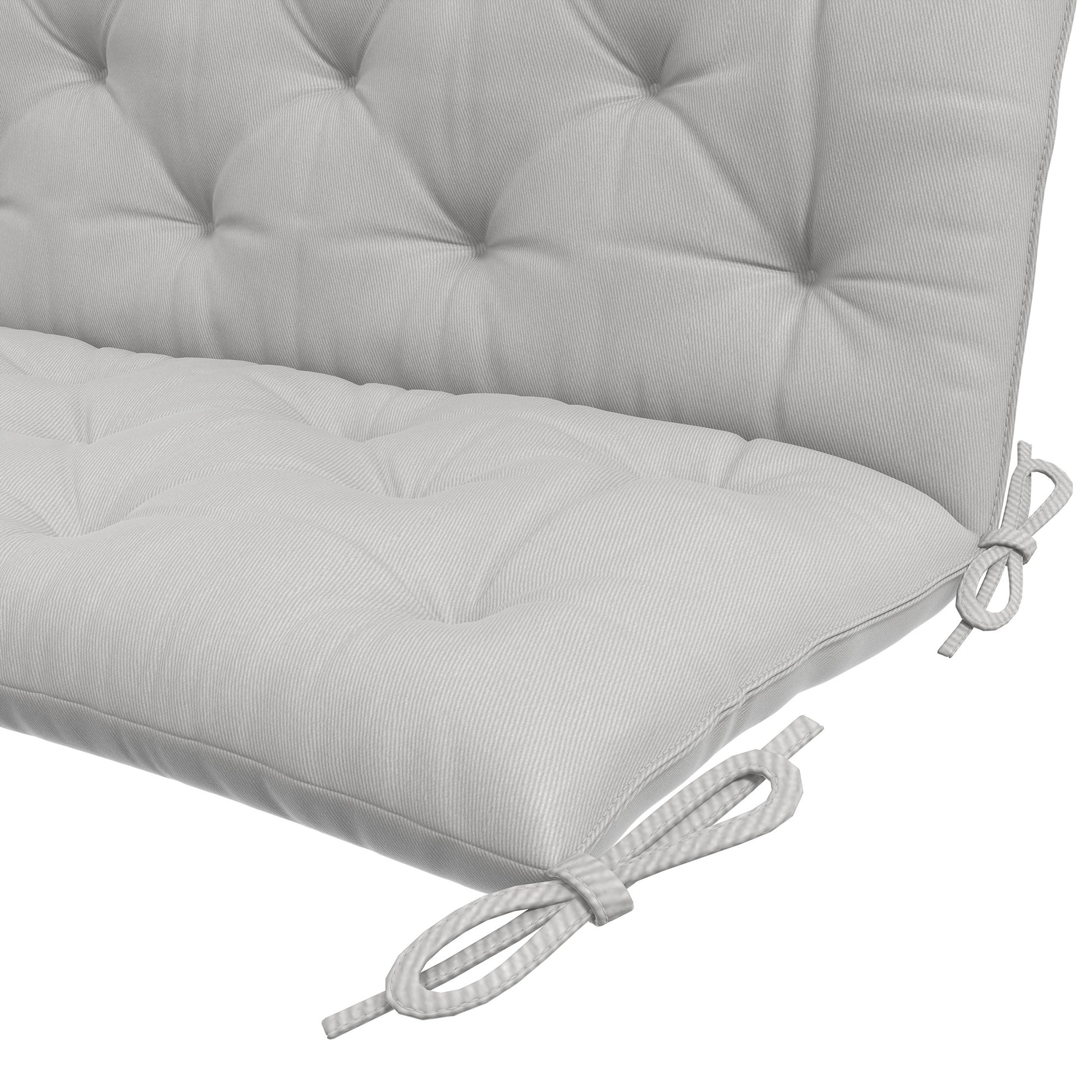 3 Seater Bench Cushion 150x98x8 cm, Bench Cushion with Straps, Seat Cushion, Outdoor/Indoor Chair Cushion, Seat Pad, Seat Cushion for Garden Furniture, Window Bench, Swing Bench, Light Gray