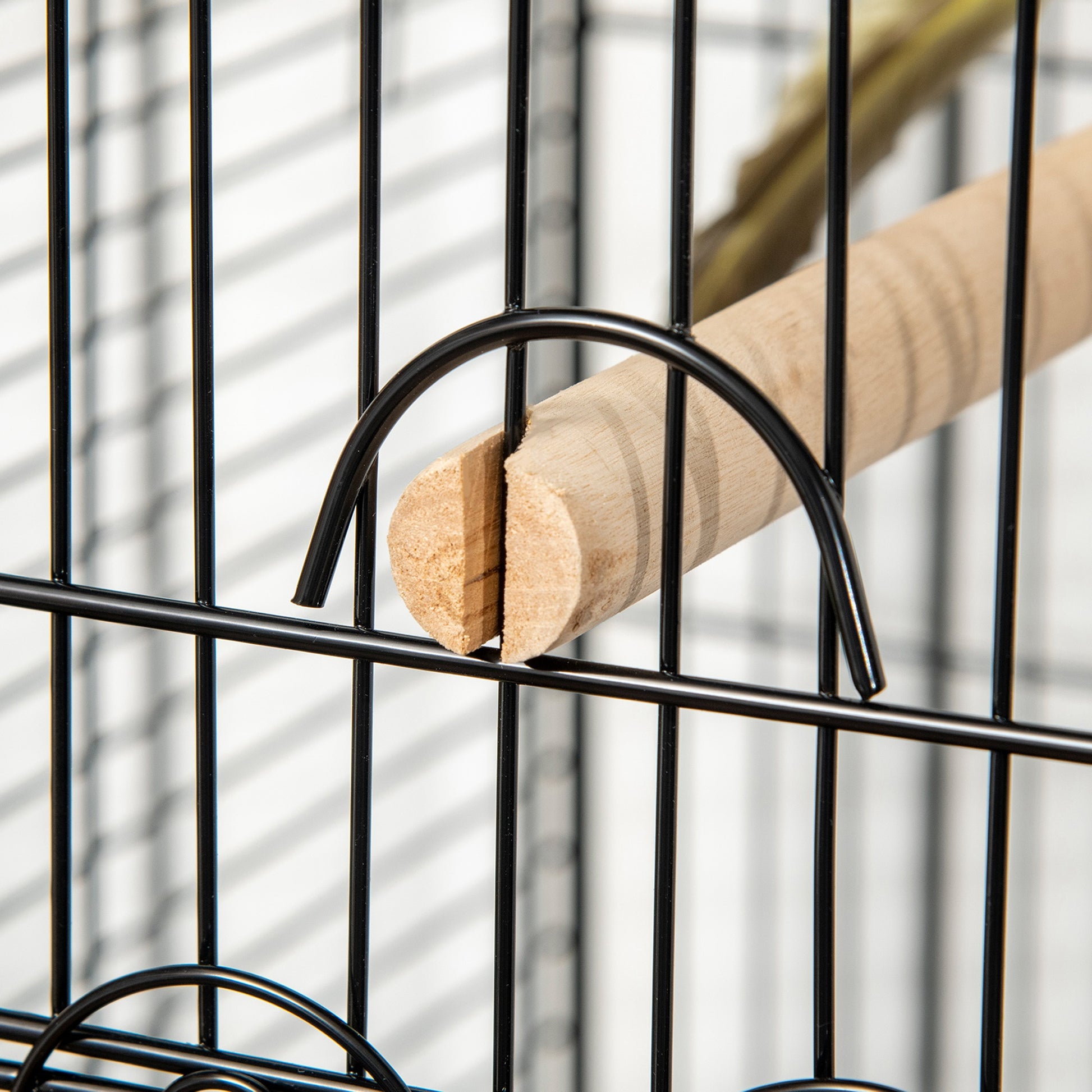 Bird Cage with Stand and Wheels Large Steel Cage with Removable Tray 4 Doors and 2 Feeders for Parrots Macaws 51x51x153 cm Black