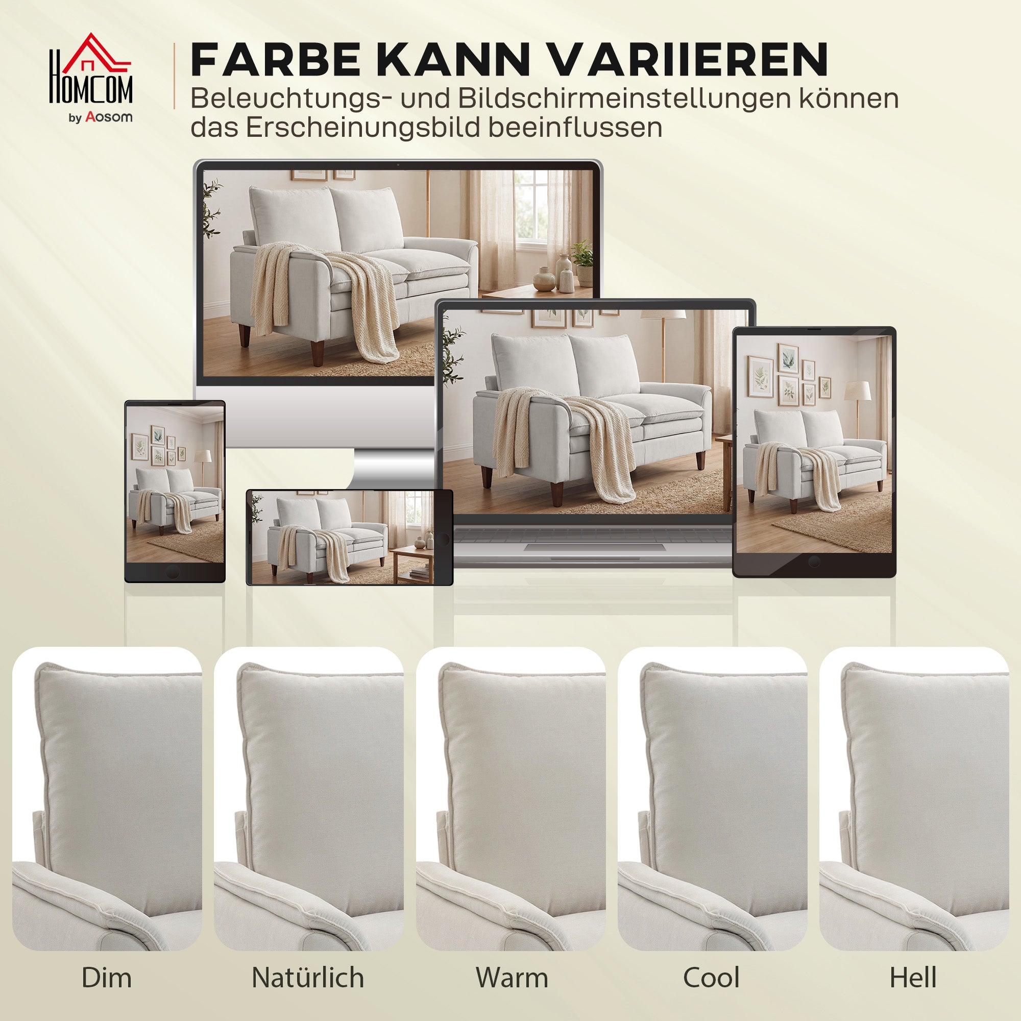 57.5 in 2-Seater Loveseat Sofa, Modern Chenille with Dual-Layer Cushioning, Pocket-Spring Seat, Deep Seating, High Back & Rubberwood Legs – Cream White