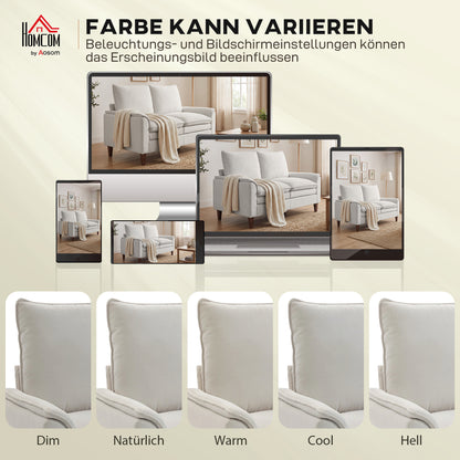 57.5 in 2-Seater Loveseat Sofa, Modern Chenille with Dual-Layer Cushioning, Pocket-Spring Seat, Deep Seating, High Back & Rubberwood Legs – Cream White