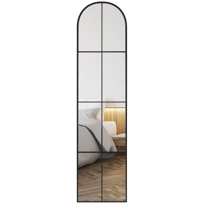 Decorative Wall Mirror 40x160 cm Metal Window Mirror for Living Room Bedroom Entryway Modern Style Black