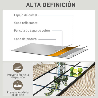 Decorative Wall Mirror 40x160 cm Metal Window Mirror for Living Room Bedroom Entryway Modern Style Black