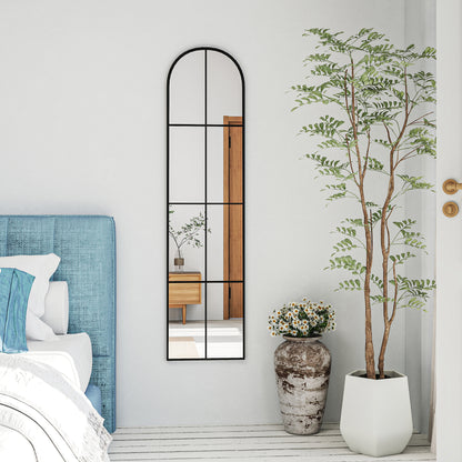 Decorative Wall Mirror 40x160 cm Metal Window Mirror for Living Room Bedroom Entryway Modern Style Black